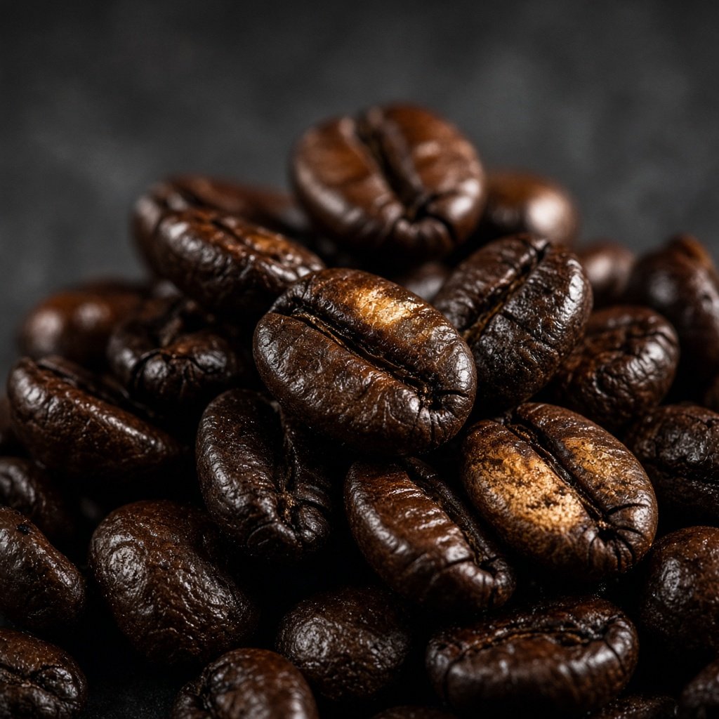 Granos de café tostado oscuro
